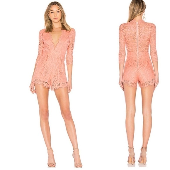 NBD Warren Romper Lace Large Dusty Rose Pink Sexy Club New Years Eve Revolve - Picture 2 of 7